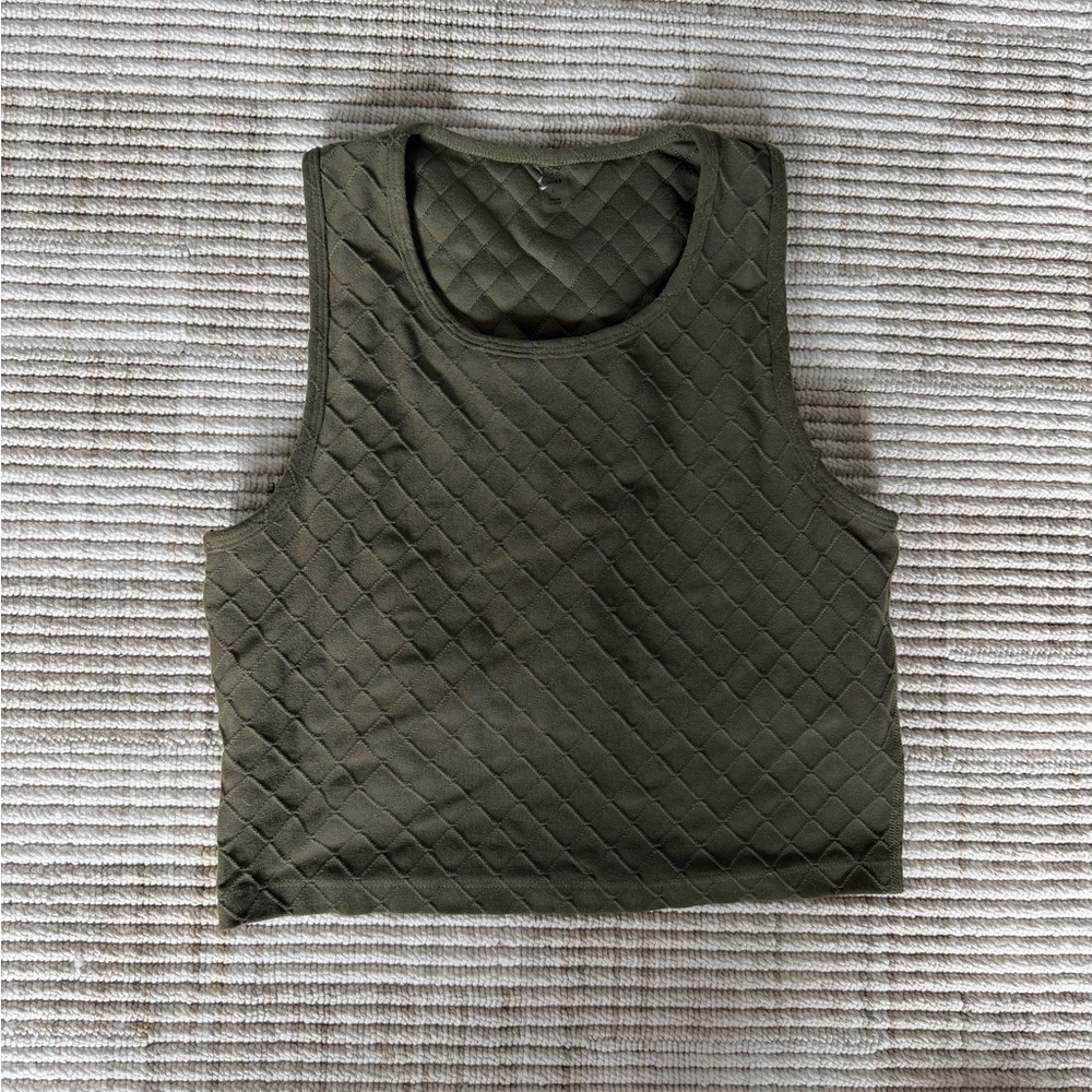 Beyond Yoga Quilted Khaki Crop Top